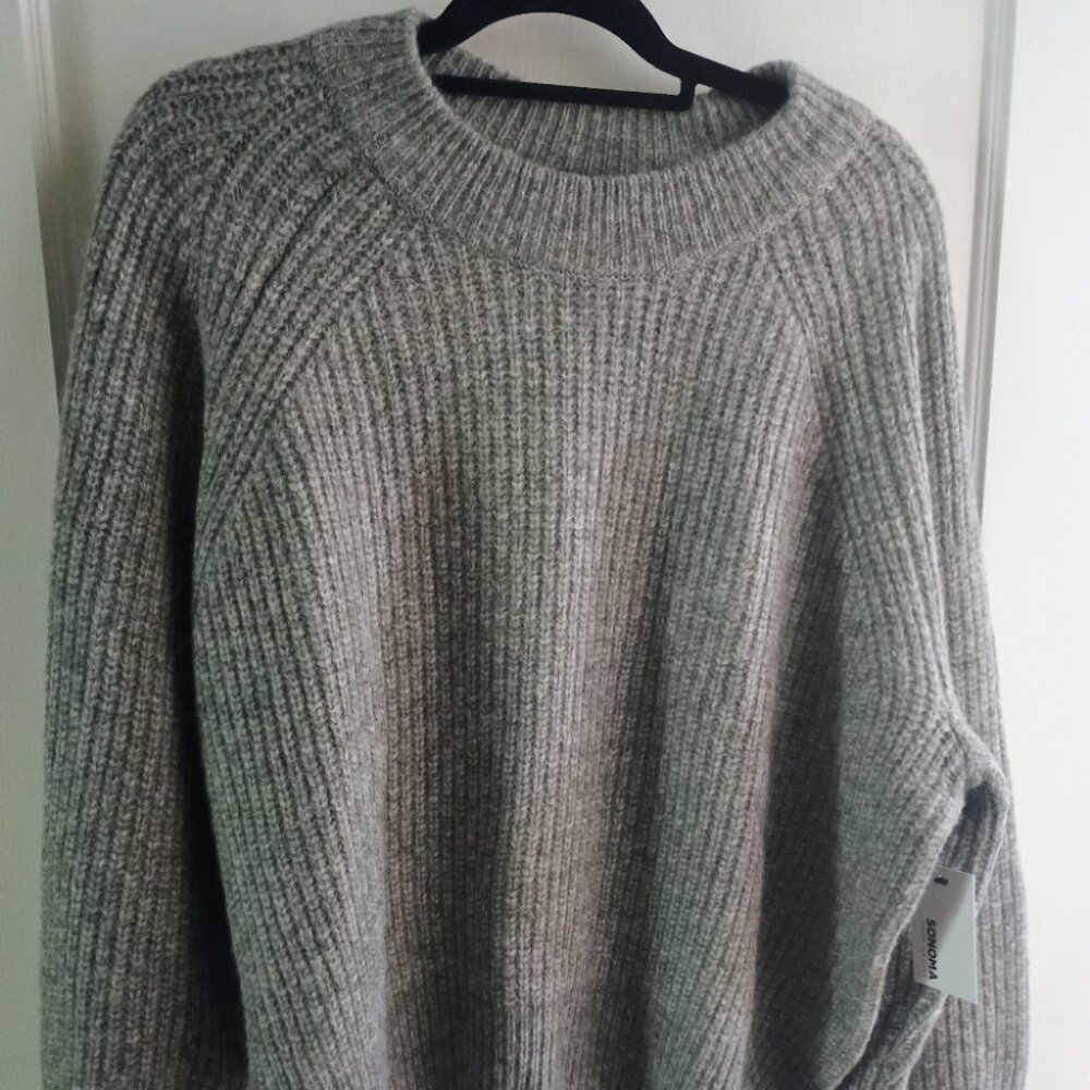 Sonoma Goods For Life Cozy Heritage Crewneck Sweater, Gray Heather, XX-Large